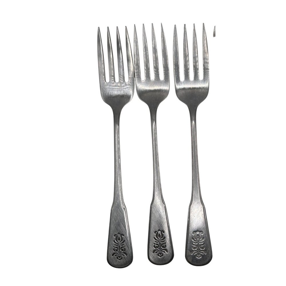 Oneida Silver Village Stainless Steel Deluxe Fork Set Of 3 Salad forks Burnished